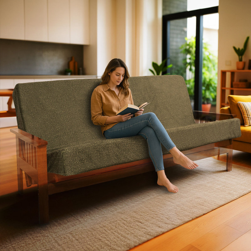 Memory Foam Infused Futon Mattress Full XL – Washable Removable Cover, Heavy-Duty Zipper, Thick Foldable Sofa Bed Cushion for Guest Room, Apartment, Dorm (Frame NOT Included)