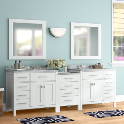 Ensemble de meuble-lavabo de salle de bain double 92 po avec miroir Carrasquillo