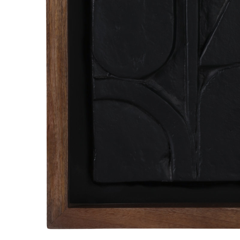 Papier d'art mural encadré, en bois, en MDF, à relief géométrique, décor texturé moderne pour le bureau de la chambre à coucher - 29 po - noir et brun