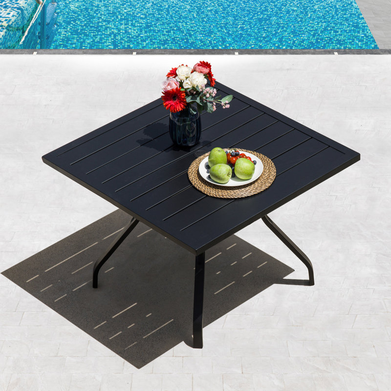 Ensemble de salle à manger 7 pièces pour patio avec parasol, chaises empilables et table pour le jardin, la cour arrière, la piscine