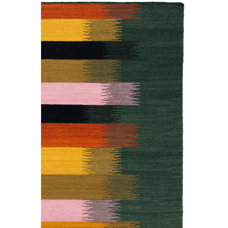 Dhurries Flat Weave Wool/Cotton Rug in Yellow/Brown, Runner 2'6" x 8'