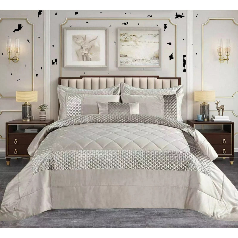 Polyester Bedspread with Pillow Shams Included, Double Bedspread + 2 Standard Shams, Silver Grey