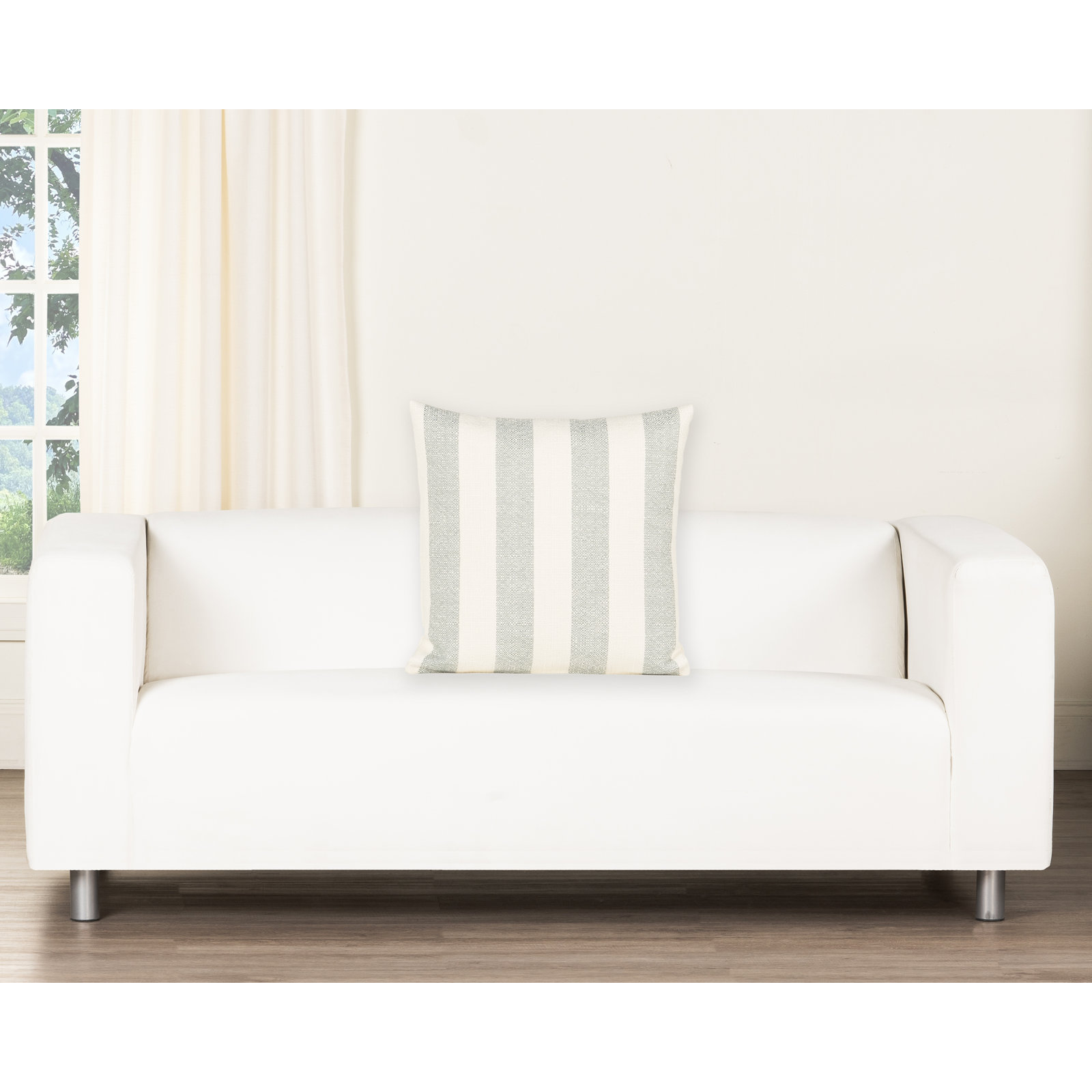 Birch Lane Harding Throw Pillow Throw, Polyester, Sky Blue Striped, Square 18"