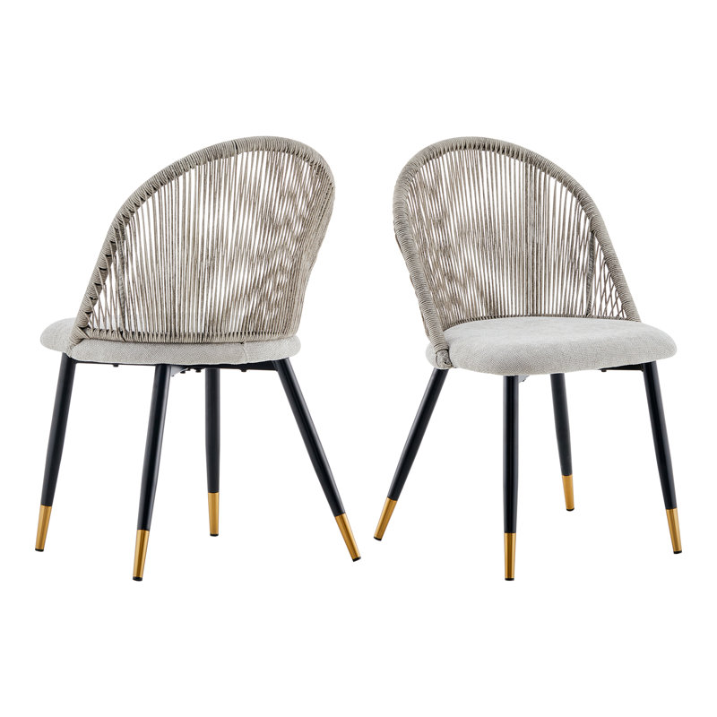 47cm H Fabric Upholstered Metal Side Chair, Grey