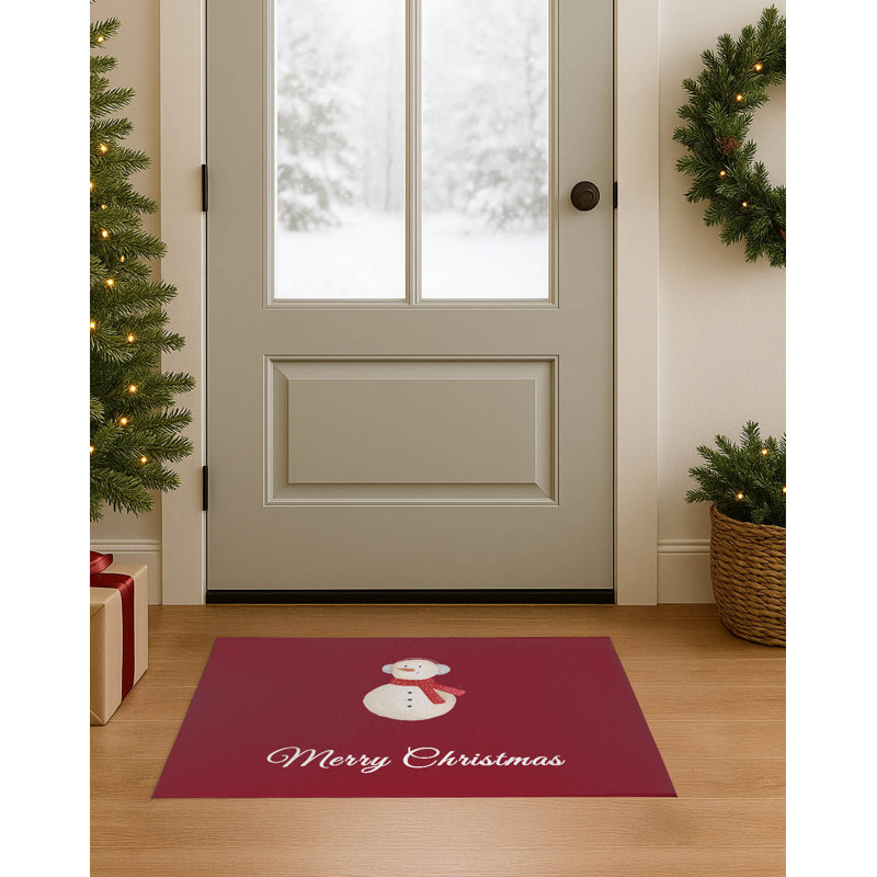 Paillasson Merry Christmas, Rouge canneberge, L 36 po x L 60 po