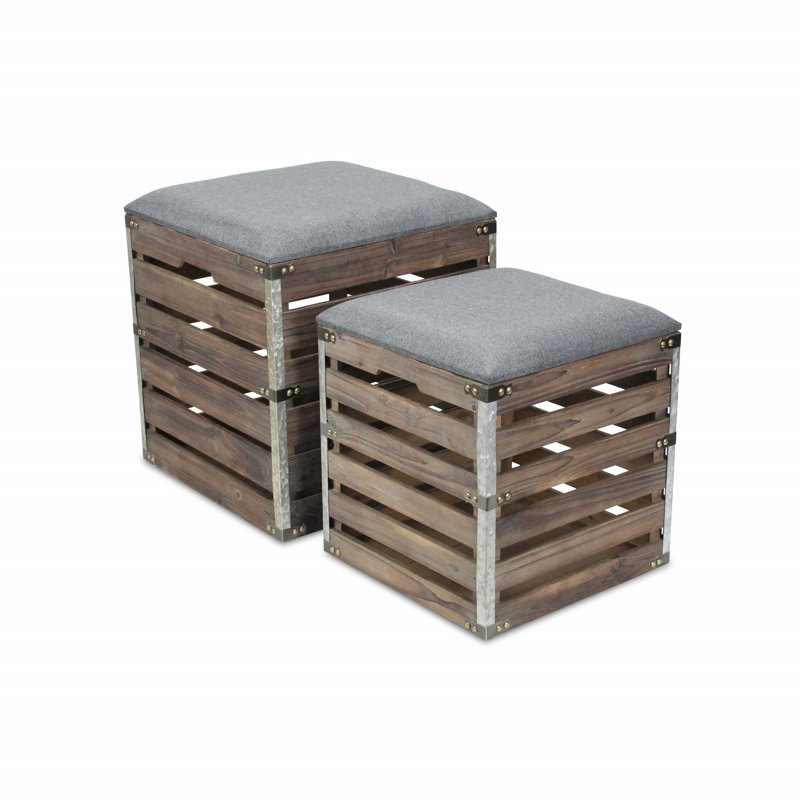 Prochaska Upholstered Ottoman, Grey 100% Linen