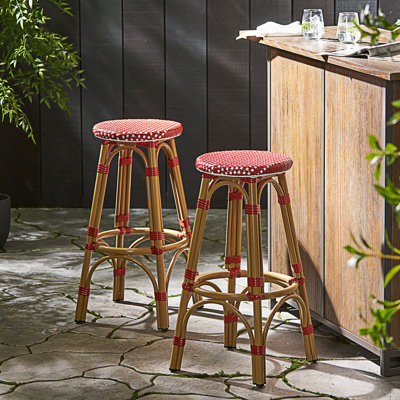 Set Of 2 Outdoor French Backless Barstools