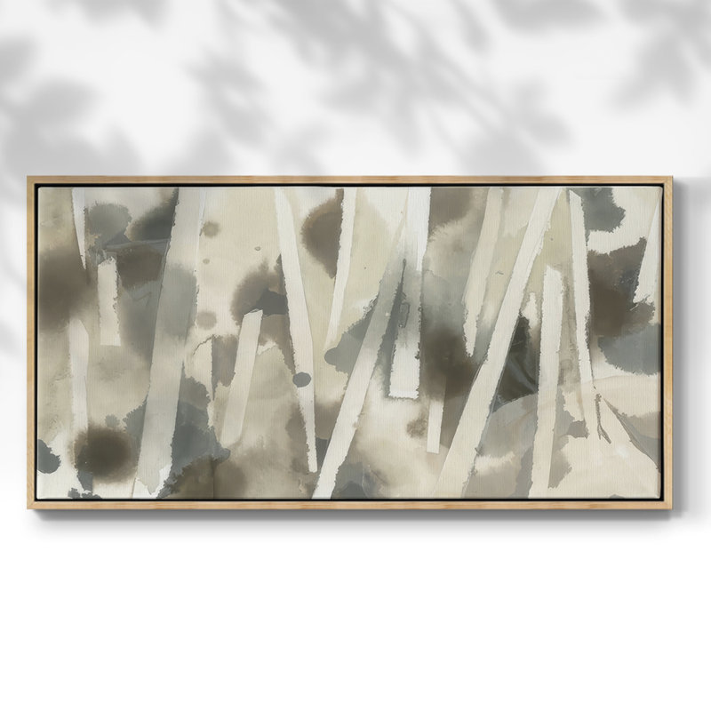 Staccato Smoke Screen II - Toile tendue avec châssis encadré - Prêt à être accroché, H 25 po x l 49 po, Naturel