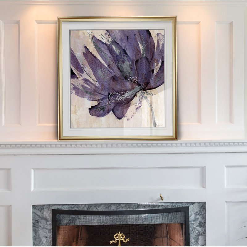 «Mauve» - reproduction d'art, H 16 po x l 16 po, Cadre doré, Noir
