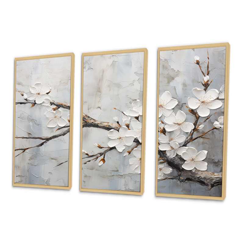 Ensemble de décorations murales Morven - Cherry Blossom, H 32 po x l 48 po, Cadre flottant en érable