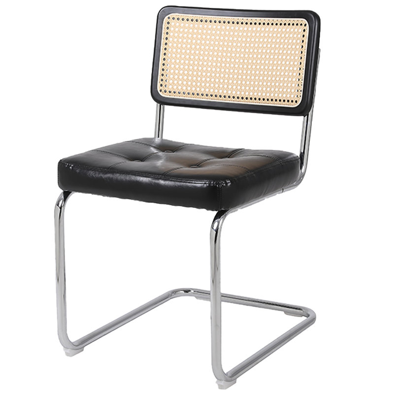 Chaise en porte-à-faux en cuir Trevett, Noir, noir, noir, noir