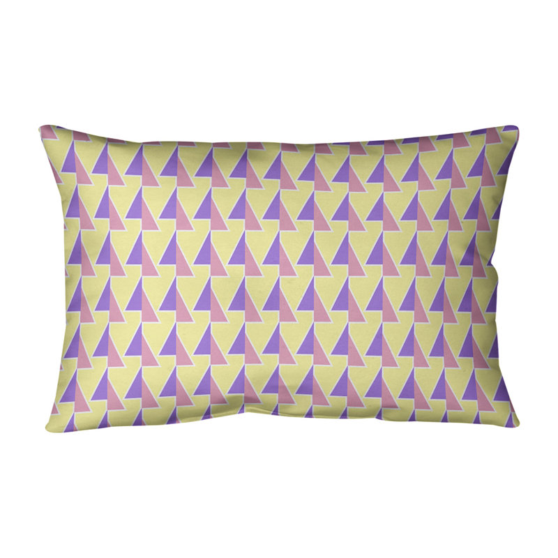 Coussin lombaire à motif de flèches changeées, H 14 po x l 20 po, Polyester / Bourre en polyester, Mauve / jaune / rose
