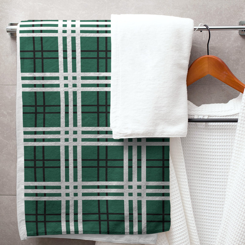 Serviette de bain de luxe New York Fly football, Vert Gotham / noir furtif / blanc, Mélange polyester-coton