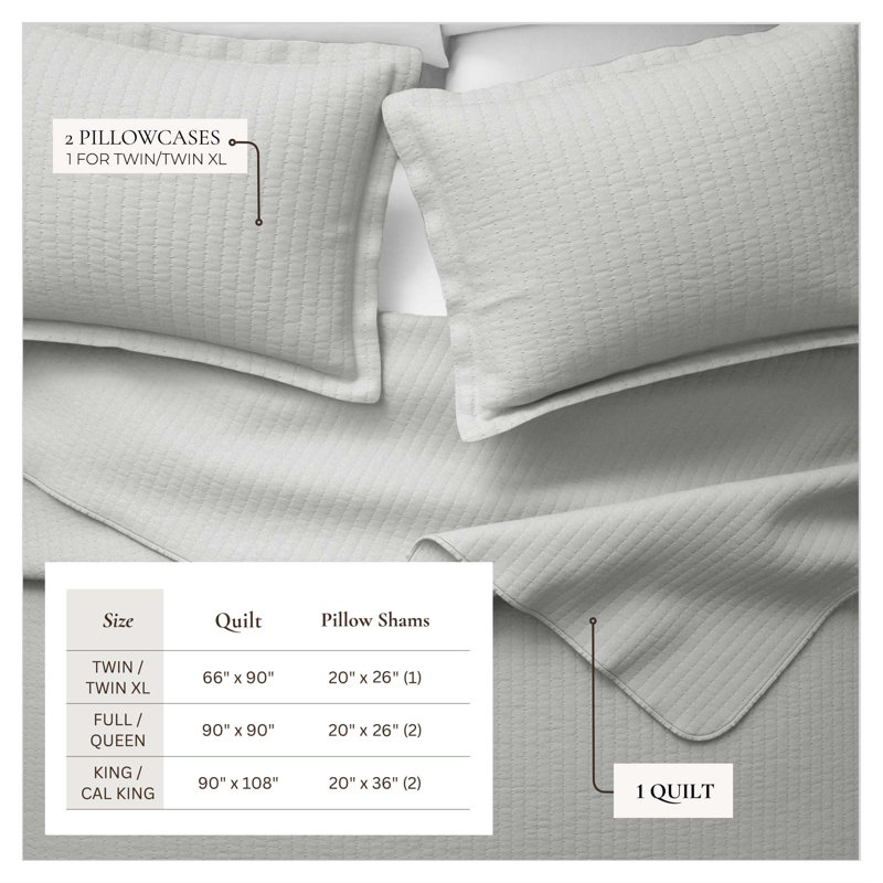 Light Gray Twin Microfiber Channel Stitch Quilt Set