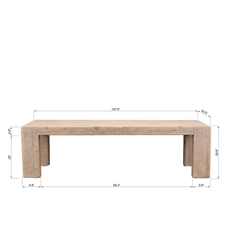 Pine Wood Dining Table, 29.92"H x 107.87"L x 40.16"W