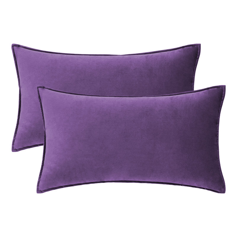  Housse de coussin carré en velours, Violet, Coton