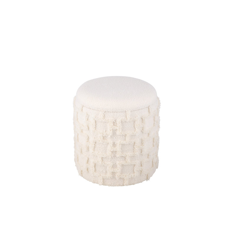 Elegant Ivory 16" Round Storage Ottoman with Hidden Compartment