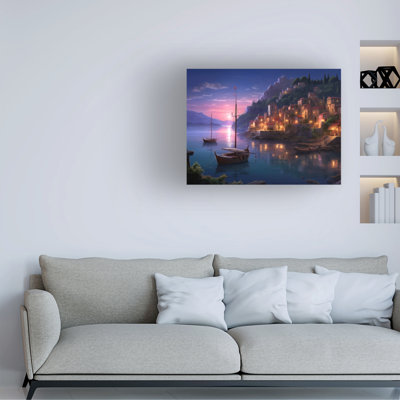 Art mural sur toile tendue - Imagine It Images «Italian Marina at Dusk», art mural pour salon, chambre à coucher ou bureau - 18 x 24