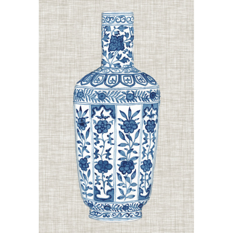 Ming Vase On Linen VI by Naomi McCavitt - Wrapped Canvas Print, 46cm H x 30cm W x 3.8cm D