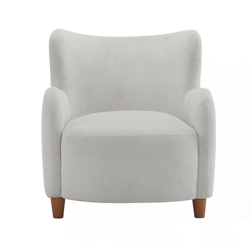 Fauteuil d'appoint rembourré Reshami, Blanc cassé