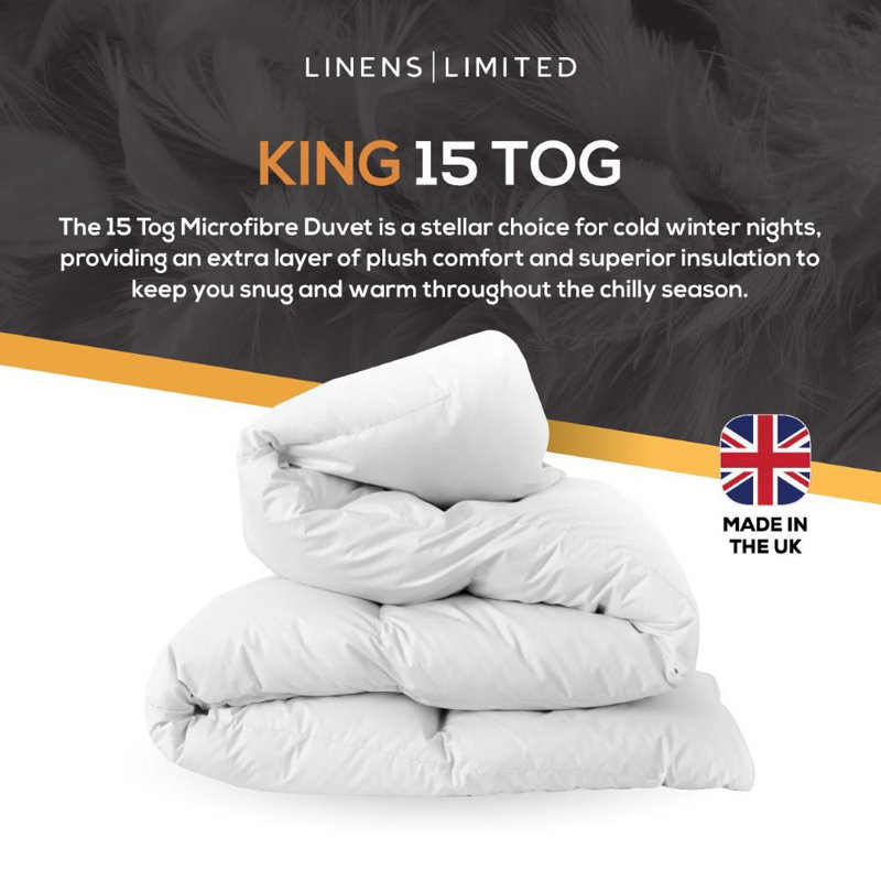 Linens Limited Feels Like Down Duvet, Made in the UK, Luxurious Quilt, Soft and Comfy, Ultra-Fine Siliconised Hollowfibre, Machine Washable (White)