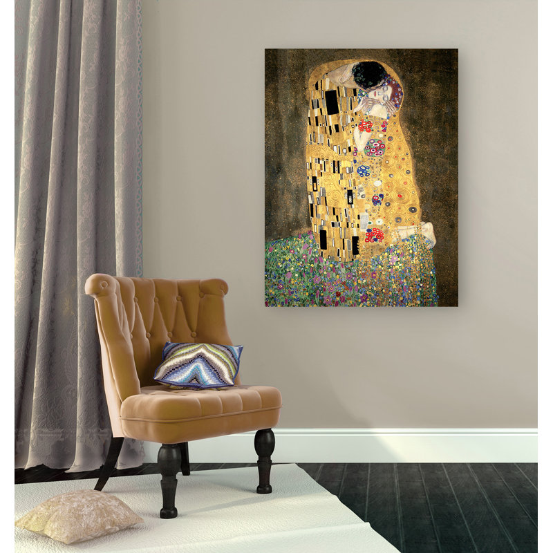 The Kiss by Gustav Klimt - 1 Piece Wrapped Canvas Painting, 80cm H x 60cm W x 4cm D