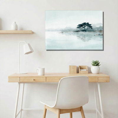 Art mural sur toile Misty Trees in Pale Blue