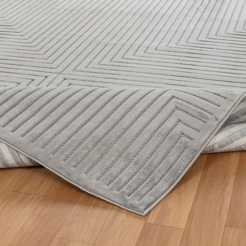 Gray Neutral Modern Outdoor Rug, Geometric Stain Resistant Easy to Clean Rug For Patio, Balcony, Decks & Garden