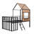 Metal  Loft Bed With Roofwindowguardrailladder