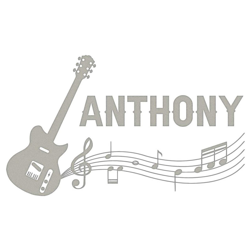 Adhésif décoratif guitare personnalisée, H 13 po x l 22 po, Argent, Oui