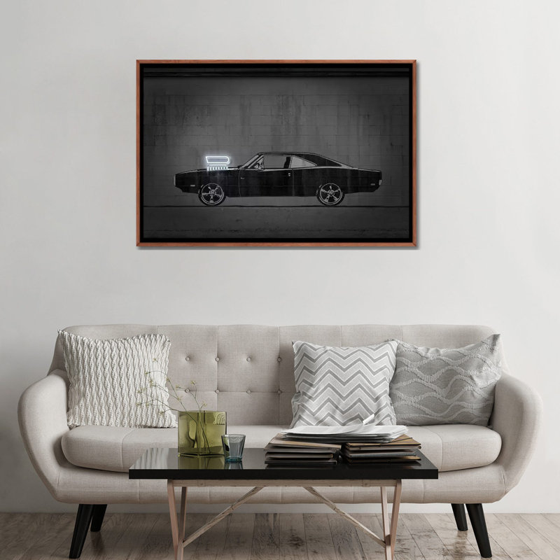 Impression d’art graphique « charger » par octave Mielu, Pas de tapis, H 32 po x l 48 po x 1,5 po, Cadre bois classique