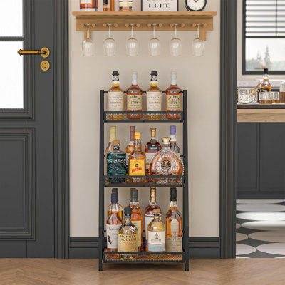 Three-Tier Home Bar Rack, Step-Style Freestanding Mini Bar Rack