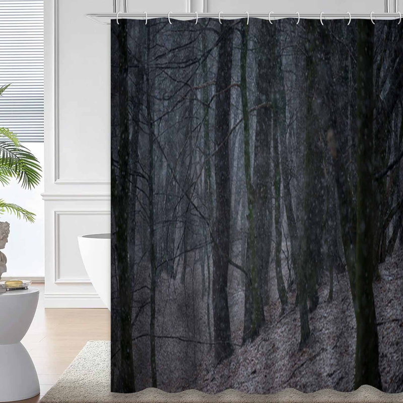 Rideau de douche avec 12 crochets Snowing, L 72 po x l 78 po