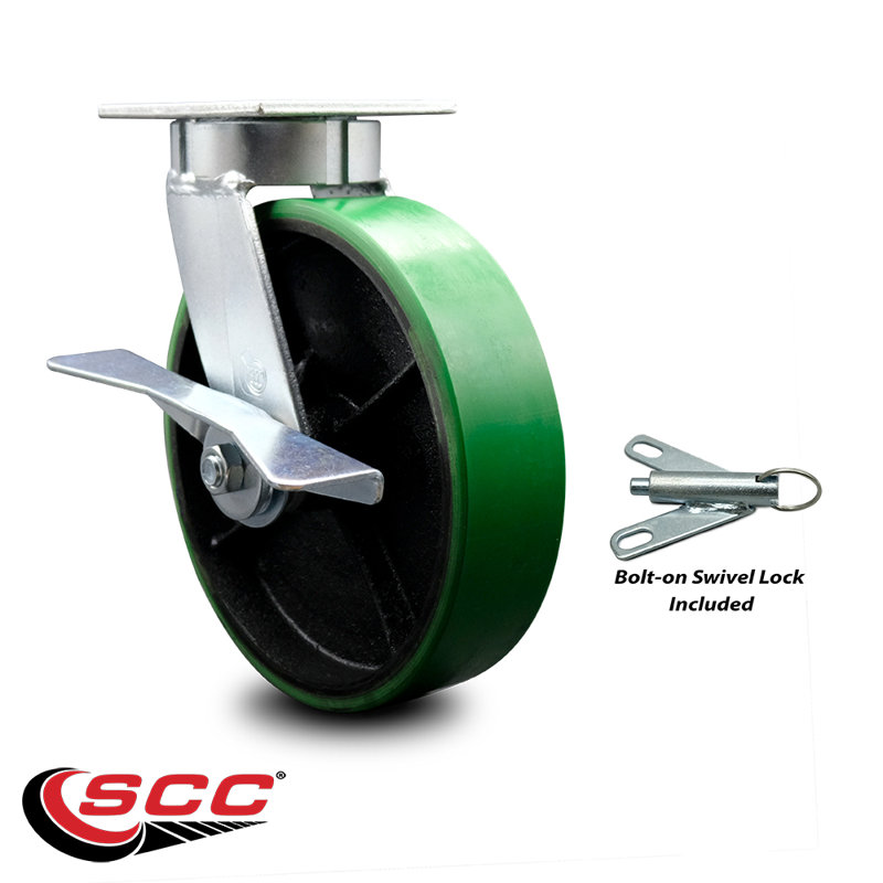 Kingpinless Poly on Steel Caster, Green