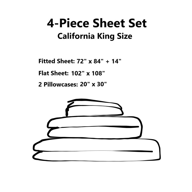 Ensemble de draps en micro-fibre, Ensemble de draps pour très grand lit californien, bleu