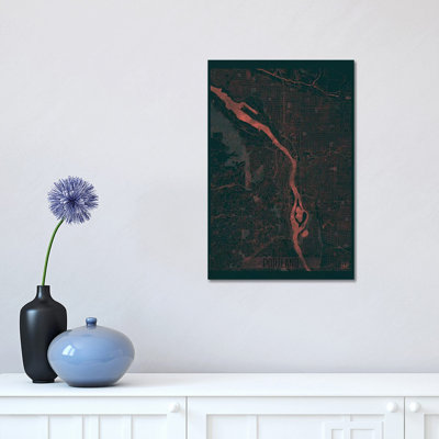 Portland Infrared Urban Blueprint Map by Hubert Roguski - Wrapped Canvas Painting