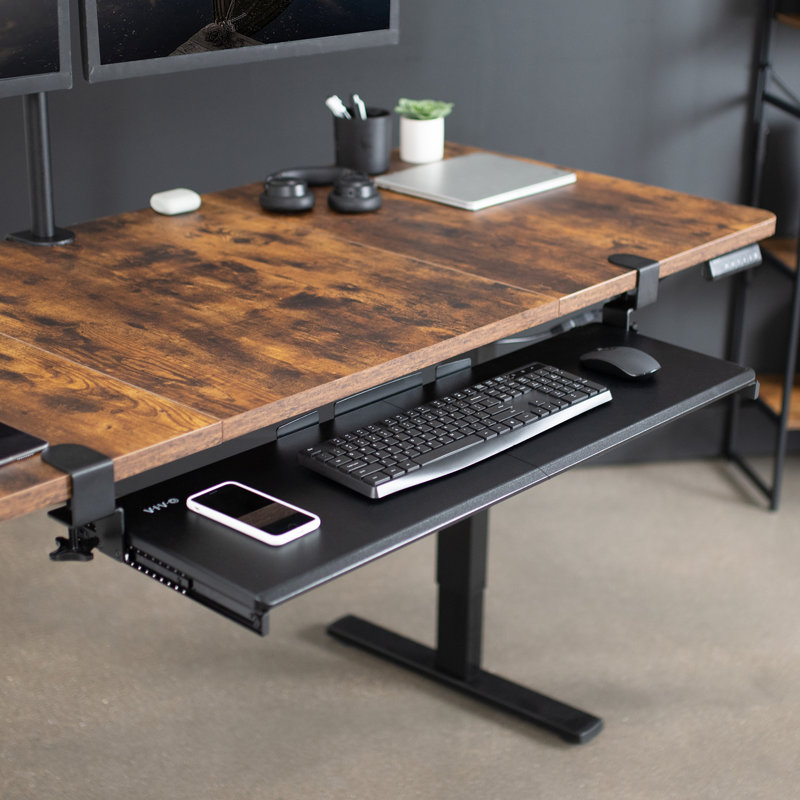 Black Extra Long Clamp-on Under Desk Keyboard Tray