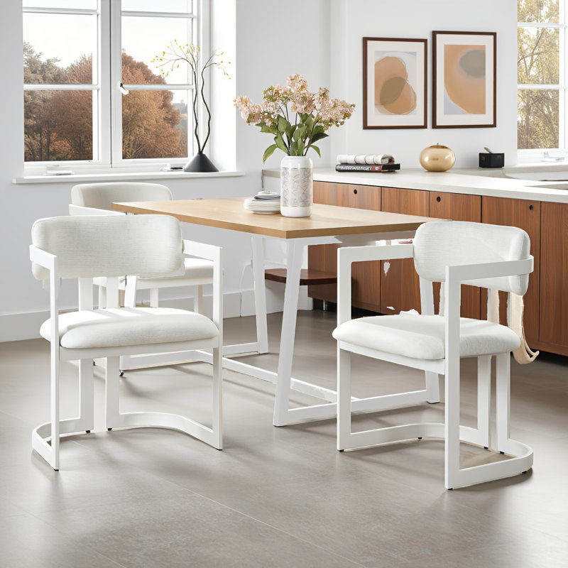 Ensemble de 2 chaises de salle à manger rembourrées - Fauteuils en tissu avec structure en métal robuste, capacité de 265 lb, confort moderne pour les salles à manger