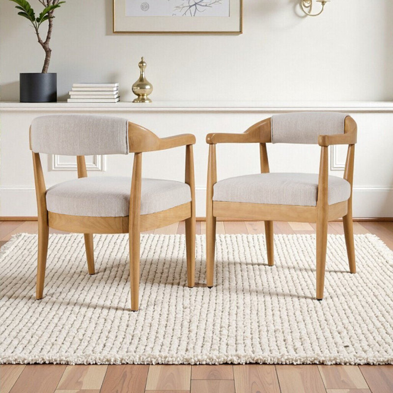Chaises de salle à manger rembourrées 2 pièces avec accoudoirs, structure en bois massif, conception ergonomique