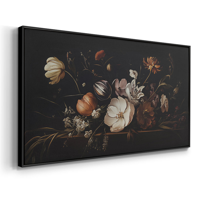 Botanical Series-CCLXV III - Toile tendue avec châssis encadré - Prêt à être accroché, H 17 po x l 33 po, Noir