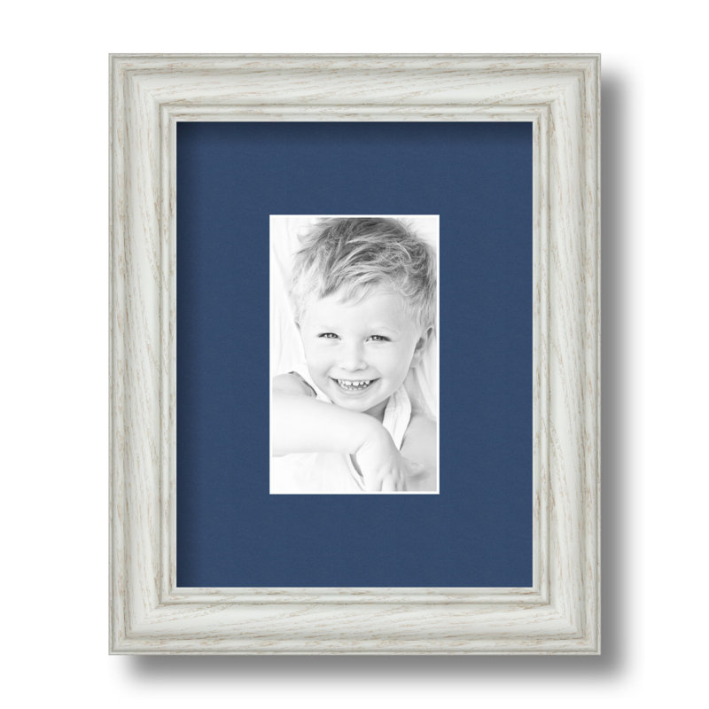 Cadre pour photo simple en bois blanc cassé 3 po x 5 po, Bleu de Delft