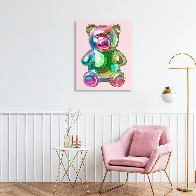 Illustration d'ours chromatique, conception par Lil 'Rue, H 20 po x l 16 po