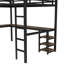 Lit mezzanine moderne en métal avec bureau, structure noire peu encombrante pour la maison