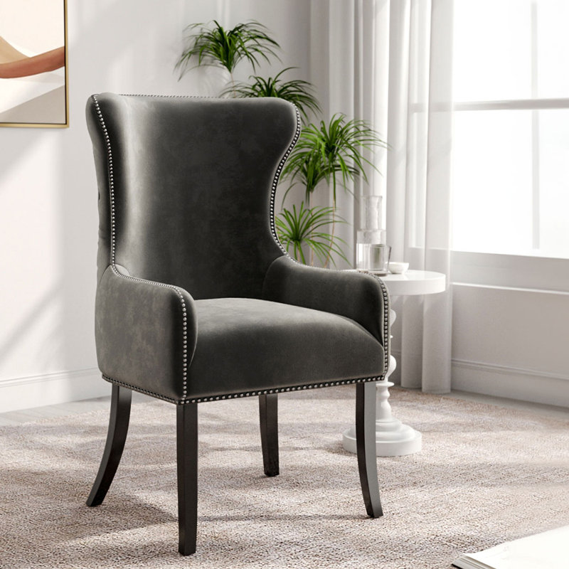 Rosdorf Park Latty 46cm H Velvet Upholstered Wing Back Side Chair