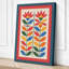 Folk Flowers in Red Scandinavian 1 Piece Wrapped Canvas Wall Art-2027206008-2027206010
