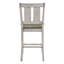 Ensemble de 2 chaises d'appoint à hauteur de comptoir avec dossier à lattes en bois massif classique blanc et brun cendré