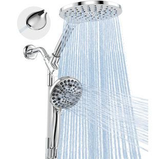 Système de pommes de douche à pluie 2 en 1, pomme de douche à main double combinée, pomme de douche à pluie haute pression de 8 pouces, 10 modes