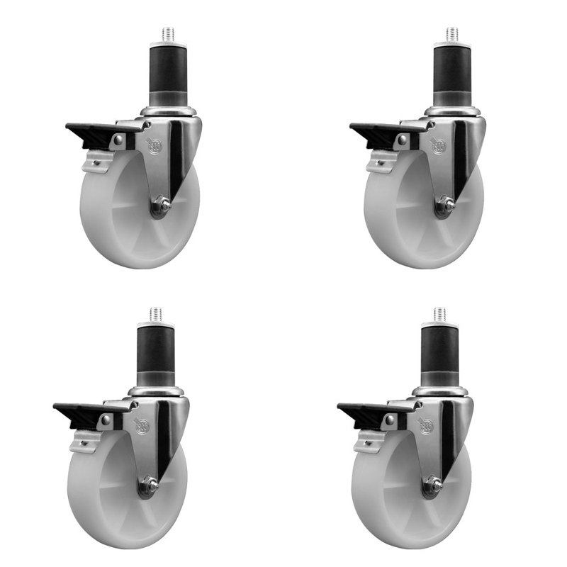 Ensemble de roulettes extensibles pivotantes en nylon 1-5 / 8 pouces avec frein SCC