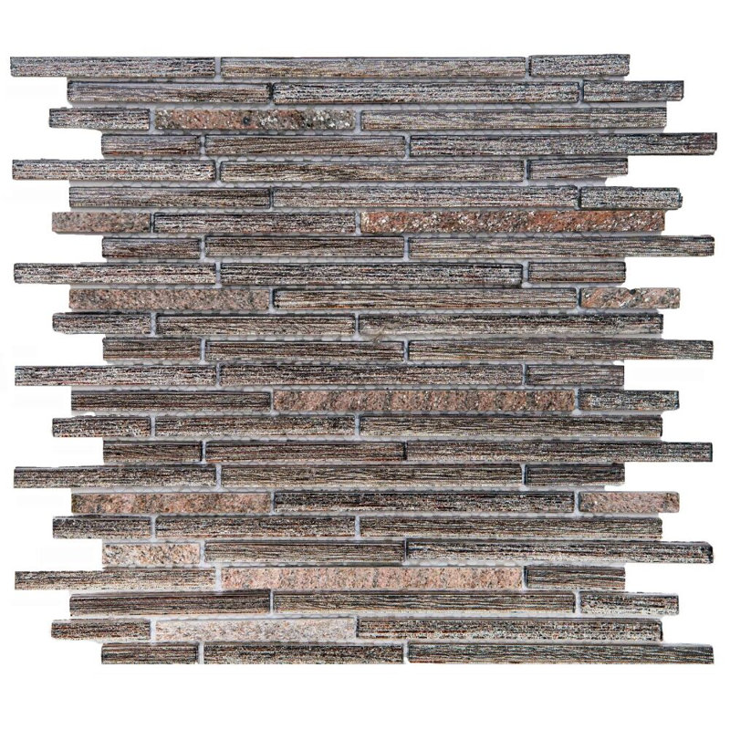 Cosmos 1" x 3" Sleek Brick Glass Mosaic Wall Tile, Brown