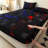 Orylavena 3D Black Cubes Fitted Sheet Set, Blue and Red Glow Geometric Microfiber Bedding, Digital Print, Twin Full Queen King, No Pillow Insert Included-123044762-123044764